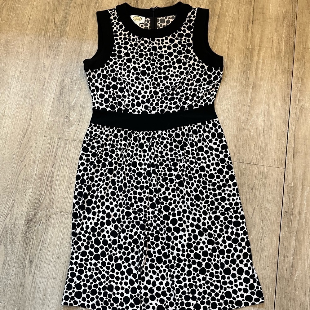 Talbots Sleeveless Dress 8P Black and White Splotches Spotted - Picture 3 of 14